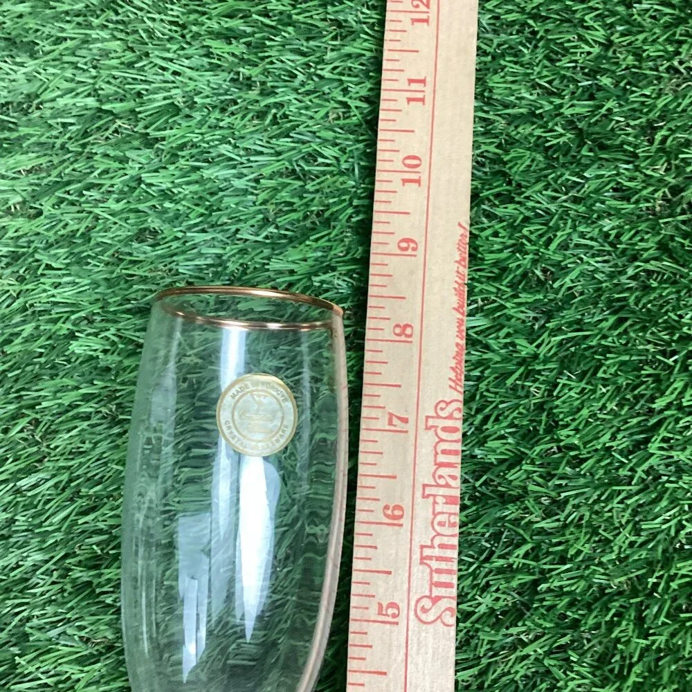 Turkish Crystal Clear Imperial Optic Glasses With Gold Champagne Flutes (4)